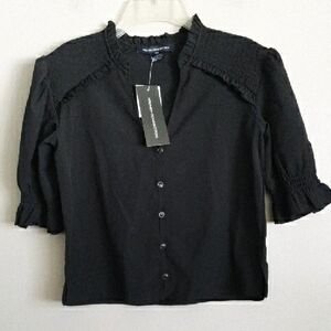 French Connection V- Neck Button-Up Top